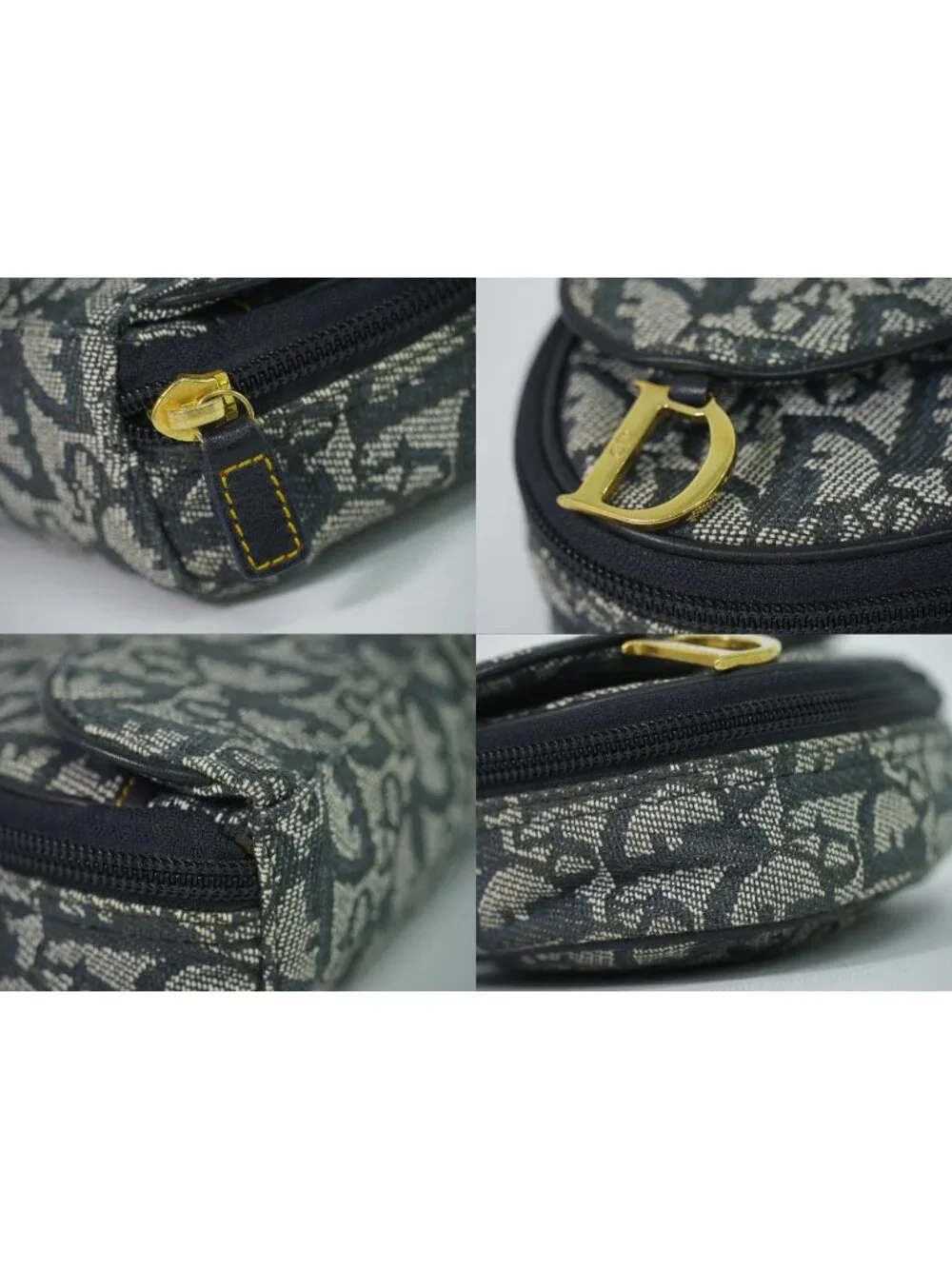 Dior Saddle Trotter Pouch Case Canvas Navy